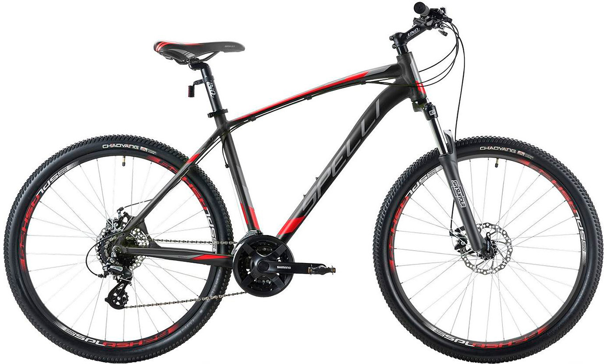 Фотография Велосипед Spelli SX-3700 27,5" (2020), размер рамы M, черно-красный